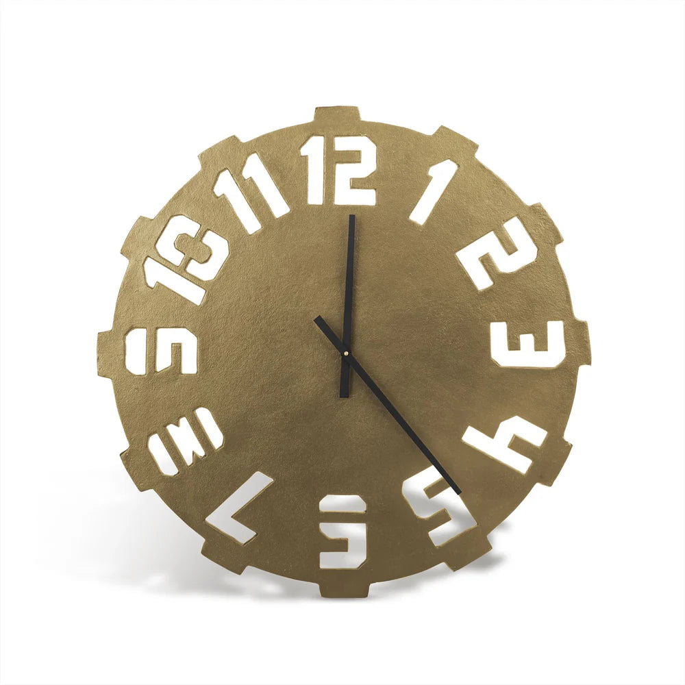 Tandwiel wandklok goud