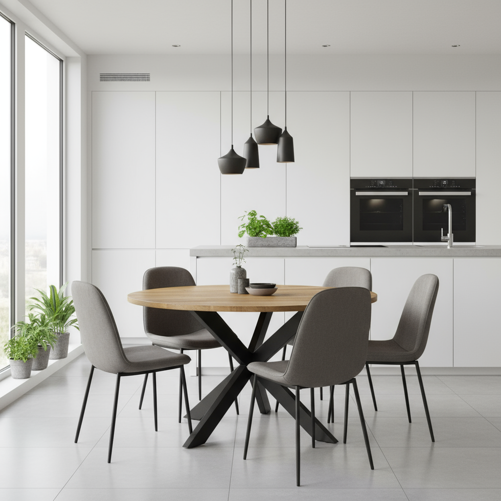 Eettafel rond mangohout 3 cm